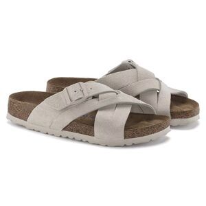 BIRKENSTOCK MEN'S LUGANO SUEDE SOFT FOOTBED SANDALS ANTIQUE WHITE NWOB EU‎ 46